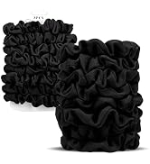 Satin Scrunchies for Women – 8PCS Blush & Brown Silk Hair Ties Set – No Crease, Frizz-Free, Gentl...