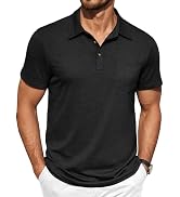 COOFANDY Men Short Sleeve Polo Shirt Casual Summer Collar Shirts Dress Button Polo T Shirt Classi...
