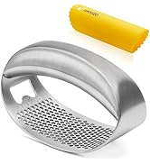 AMXRD Garlic Press Rocker & Silicone Peeler (Random Color), Stainless Steel Garlic Mincer Crusher...