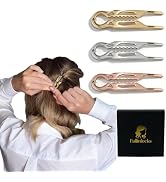 Fallinlocks 3 Pcs French Hair Pins for Women, 2.36 Inch Elegant & Durable Metal Hair Fork for Thi...