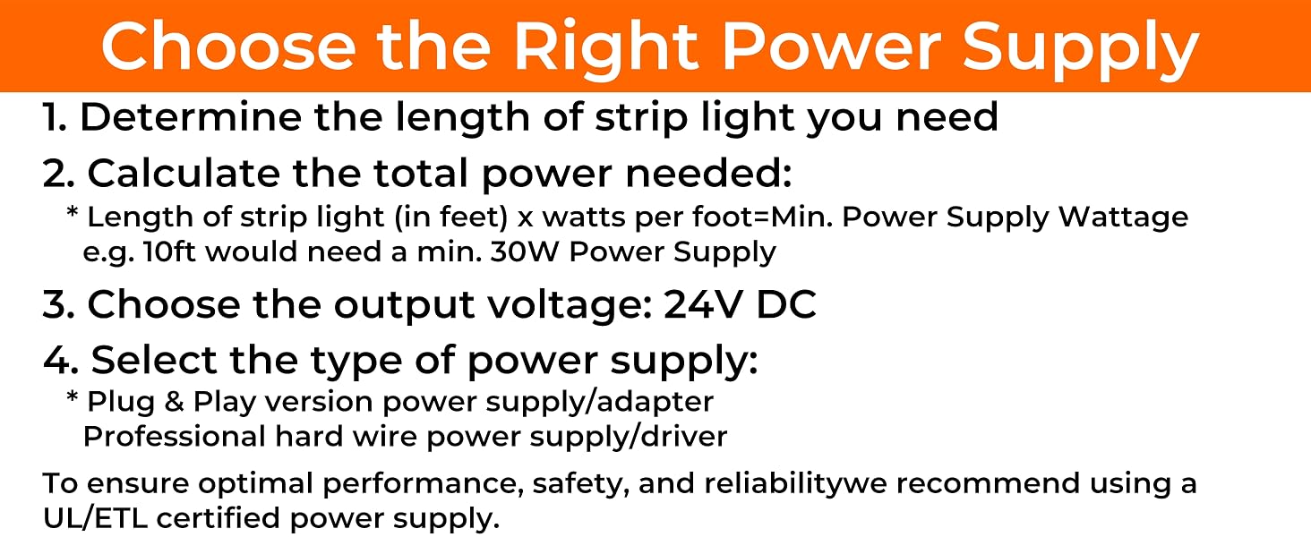 24V DC Plug and Play LED Strip Light, 24V DC Hardwired LED Light Strip for Switched Dimmer