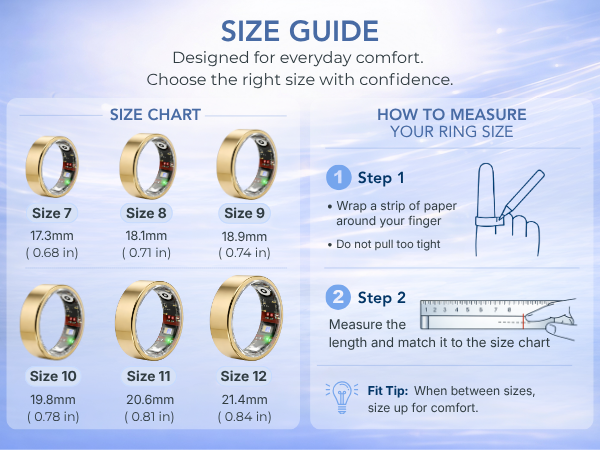 Smart ring designed for everyday wear, tracking sleep, activity, and overall wellness.
