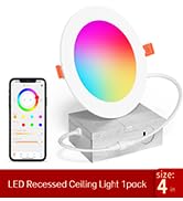SikSog Smart Recessed Lighting 4 Inch RGBCW Color Changing 12W LED Downlight with Junction Box,10...