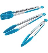Kitchen Tongs Set of 3 - Stainless Steel Cooking Tongs including 12" Spatula Tong for Easy-Turnin...