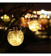 Dexmary 2 Packs Cracked Glass Solar Lantern, Waterproof Outdoor Hanging Solar Lights with 30 LED,...