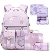 ACESAK Girls Backpack - Bento Box with Insulated Lunch Bag Pencil Case & Utensils Set for Kids, 6...