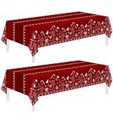 Childom 2 Pack Christmas Tablecloths Disposable,Christmas Decorations,54 x 108 Inch,Plastic Table...
