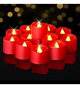 Raycare 24 Pack Red Battery Operated Tea Lights, 200+Hour Electric Flickering Flameless Candles, ...