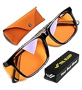 Orange Blue Light Blocking Glasses for Better Sleep - 99.5% Premium Acetate Computer Migraine Gla...