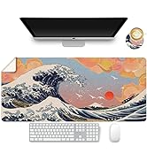 ArtSo Leather Desk Pad, Large Mouse Pad, 35.4" x 15.7" Desk Mat, Waterproof PU Leather Desk Blott...