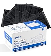 JMU 1000 Pcs Black Disposable Face Masks for Adults, 4-Ply ASTM Level 3 Medical Masks, 20 Box