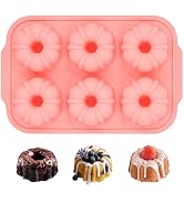 FUNBAKY Mini Fluted Tube Cake Pans for Baking with Metal Reinforced Frame, 2Pcs Silicone 6-Cavity...