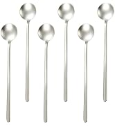 304 Stainless Steel Coffee Spoons Set of 6, Long Handle 6.77 Inch | Mirror Finish Round Head Spoo...