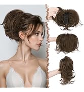 FESHFEN Claw Clip Short Ponytail Extensions - DIY Bendable Metals Fluffy Messy Bun Hair Piece Str...