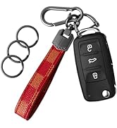 OHKYOOT Leather Car Key chain,Carabiner Clip Key Fob Keychain for Home Car Keys Women Men