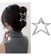 KOLONAMS Star Hair Clip, 1 Pack Metal Sliver Hair Clip, Strong Hold Claw Clips, Cute Pentagram De...