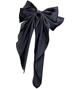 Silky Satin Big for Women Hair Ribbons Oversized Long Tail White Hair Bows,Bow Black Hair Bow Lar...