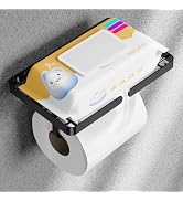 AIDILI Matte Black Toilet Paper Holder with Phone Shelf, Adhesive or Screw Wall Mount Toilet Tiss...