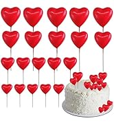 BEISHIDA 20 PCS Red Heart Shape Mini Ball Cake Toppers Foam Cake Balls Decoration Supplies for Ha...