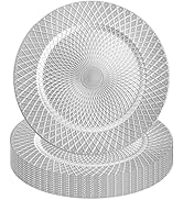 Frcctre 12 Pack Silver Charger Plates, 13 Inch Decorative Round Plastic Charger Dinner Plates, Re...