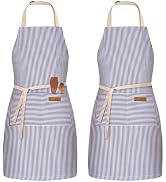 BeLuyi 2 Pack Adjustable Bib Apron with 2 Pockets Chef Cooking Kitchen Restaurant Aprons for Wome...