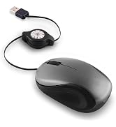 HXMJ USB Wired Mini Mouse,Small Travel Mice with Retractable Cable-Gray
