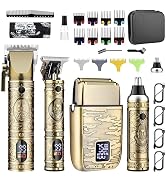 GSKY Cordless Men's Hair Trimmer, Men's Ear and Nose Hair Trimmer, T-Blade Professional Beard Tri...