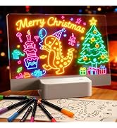 Rechargeable LED Note Board with 6 Colors & 5 Modes, Doodle Glow Drawing Board with Sketchbook & ...