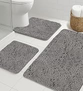 GORILLA GRIP Area Rug Sets 3 Piece, Bath Mat Set and Oval Toilet Base with Rubber Backing, Plush ...