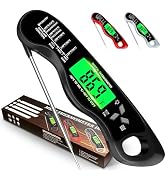Meat Thermometer Digital,IP67 Waterproof Cooking Thermometer with Backlight, Calibration & Hold F...