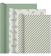 VCOOHM Gift Wrapping Paper Roll Set - 3 Mini Rolls 17 inch x 9.8 feet Per Roll, Elegant Neutral S...