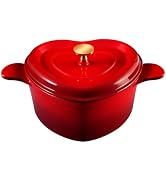 Flavehc Heart Shaped Dutch Oven 3 qt Cast Iron Dutch Oven Pot with Lid Enameled Cast Iron Dutch O...