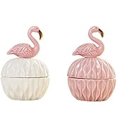 Cute Animals Ceramic Canister Set with Lids, 2 Pcs Creative Home Decorative Storage Jars for Cand...