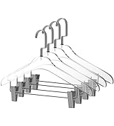 Quality Clear Acrylic Skirt Pant Hangers with Clips – 4 Pack, Stylish Clothes Hanger with Silver ...