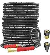 POHIR Pressure Washer Hose 100ft, 3/8'' Power Washing Hose 4500PSI Steel Wire Braided with Swivel...