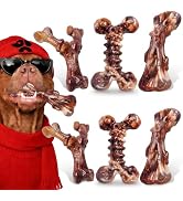 Kseroo 6-Pack Heavy Duty Nylon Dog Chew Toys for Medium Large Dogs, Bacon Flavor, Pure Nylon for ...