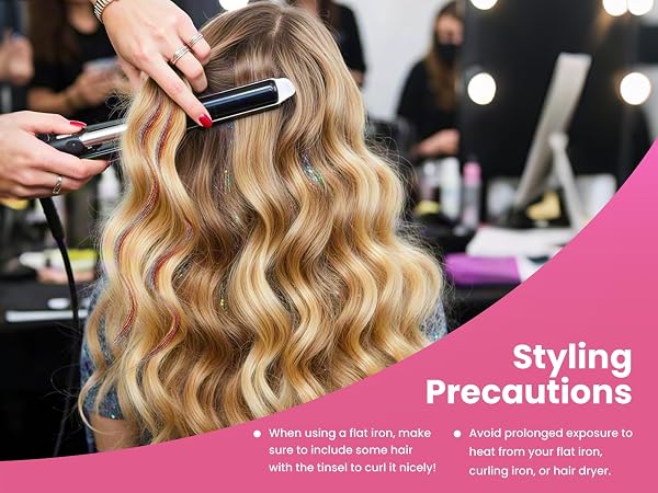 hair tinsil/hair timsel /heat safe hair tinsel kit glitter hair extensions heat resistant for salon