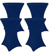 Moosfor Spandex Cocktail Table Covers 4 Pack, Elastic Fitted Stretch Table Cloth, Round High Top ...