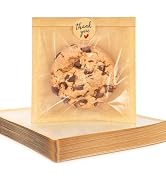 Foranda 100 Pack Cookie Packaging Bags with Seal, 5.7x6.5 Inch Paper Bakery Bags with Window, Hea...