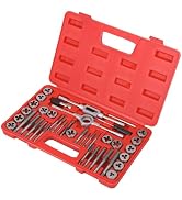 HURRICANE 40-Piece SAE Tap & Die Set, GCR15 Steel Threading Tool Kit with 17 Taps & Dies, #4-40 t...
