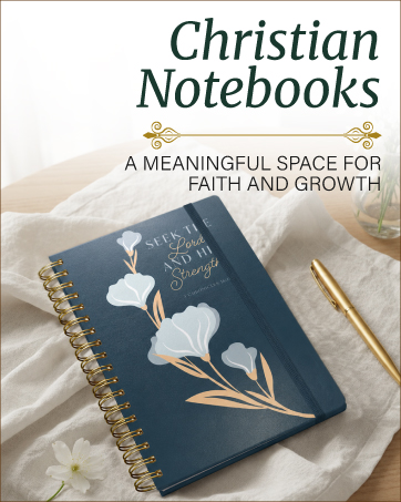 Christian notebook displayed on soft fabric.