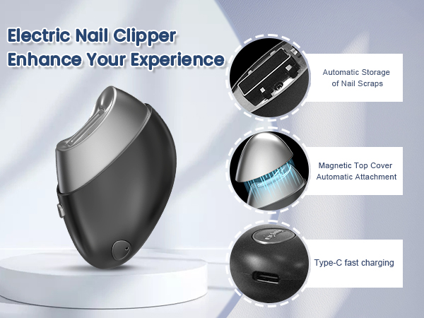 Electric Nail Clipper With 500mAH high capacity battery, using Type-C cable