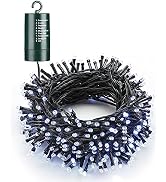 Flacchi White Christmas String Lights 66ft 200LED Battery Operated | String Lights Waterproof 8 M...