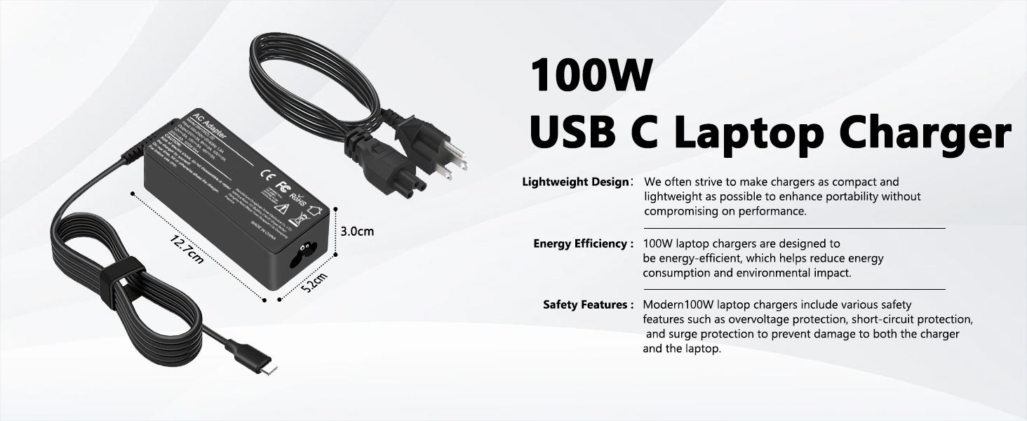 100W Universal USB C Laptop Charger