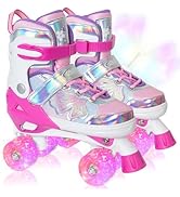Nattork Kids Roller Skates for Girls Boys Kids, 4 Sizes Adjustable Quad Skates Butterfly and Flow...