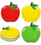 FYSUIMU Back to School Apples Paper Plates 9 Inch Red Yellow Green Apples Disposable Plates Fruit...