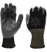 SHOWA Atlas 370 Nitrile Palm Coated General Purpose Work Gloves with Nylon Liner, Black, Medium (...