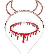 FAERLIIRY Halloween Headband For Woman Glitter Devil Horn Headband Cosplay Hair Hoop Accessories