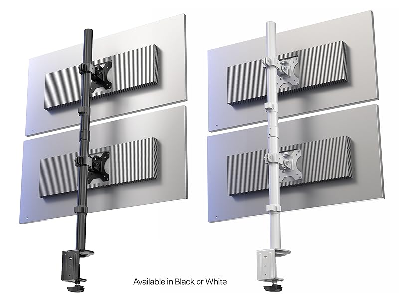 dual monitor mount stacked vertical ultrawide desk mount adjustable VESA clamp stand cable mgmt