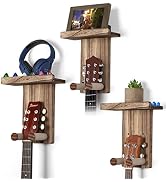Keebofly Guitar Wall Mount,3 Pack Guitar Wall Hangers Guitar Stand Wall with Pick Holder Guitar R...